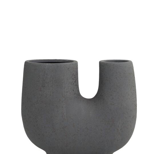 8" Dark Gray Ceramic U-Shaped Abstract Vase with Small Feet